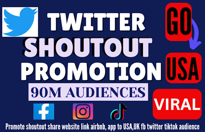 Bestseller - promote shoutout share link airbnb, app to 90m USA,UK fb twitter tiktok audience