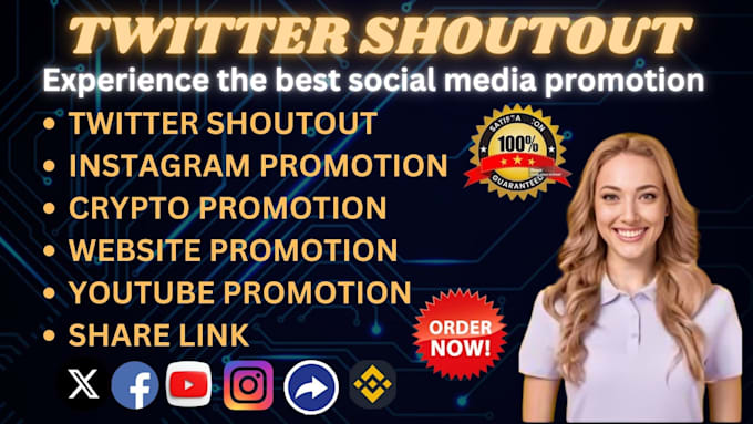 Gig Preview - Do twitter shoutout promotion yt ig website share link to 90m crypto audience