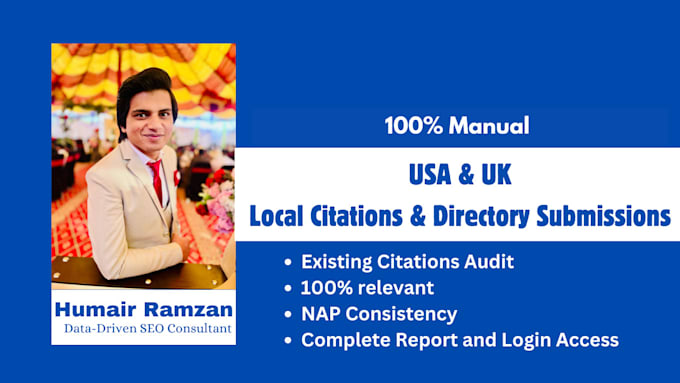 Bestseller - do USA UK local citations and directory submission manually for business ranking