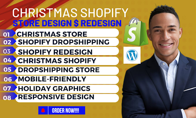 Gig Preview - Design and redesign christmas shopify dropshipping store and website