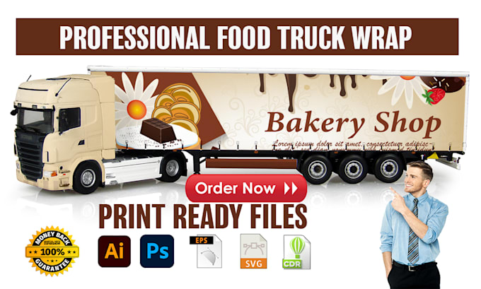 Gig Preview - Food truck wrap, van wrap, food truck design, car wrap, vehicle wrap