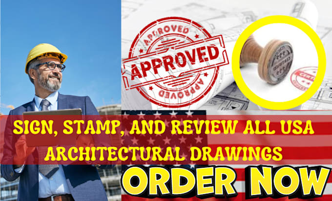 Gig Preview - Be licensed architect review stamp sign all USA  architectural  for city permit