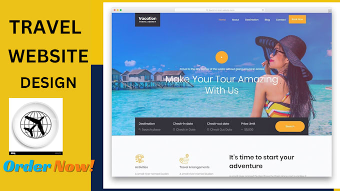 Gig Preview - Design travel affiliate website travel agency website