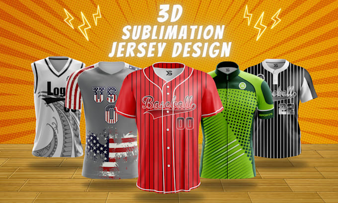 Gig Preview - Custom sublimation jersey design and sportswear uniform design with 3d mockup