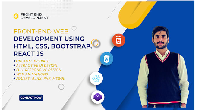 Gig Preview - Be your front end web developer using HTML, CSS, bootstrap, react website design