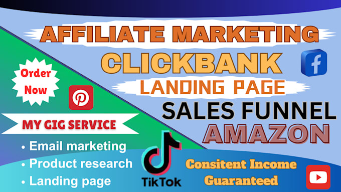 Gig Preview - Setup clickbank affiliate marketing amazon affiliate program website promotion