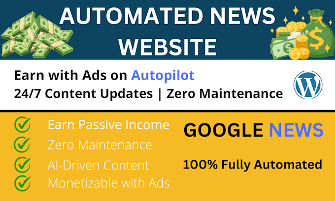 Gig Preview - Create automated news website, ai monetized site, wordpress autoblog website