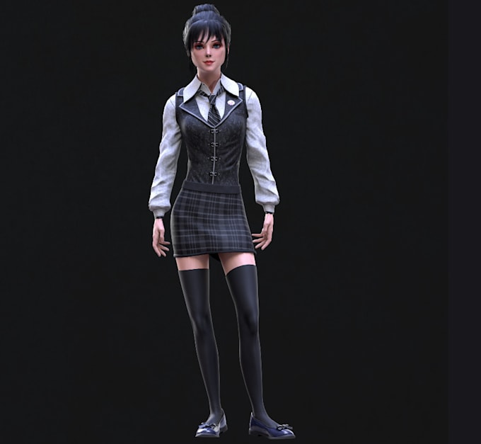 Gig Preview - Design skinny 3dschool girl or boy character,animate 3d,ue5 control rig,nsfw art