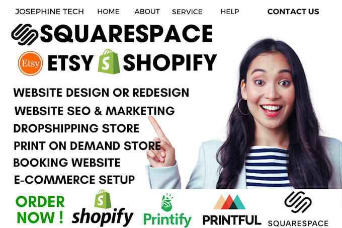 Gig Preview - Design or redesign shopify squarespace booking website printful printify