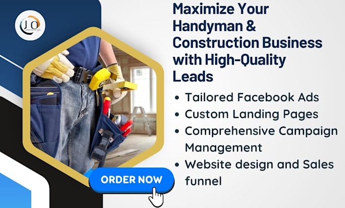 Gig Preview - Handyman construction leads generation via facebook ads landing page, website