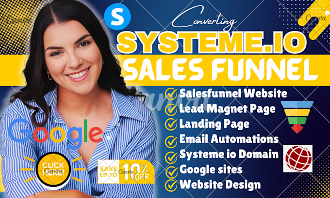 Gig Preview - Build systeme io website systeme io sales funnel landing page systeme io domain