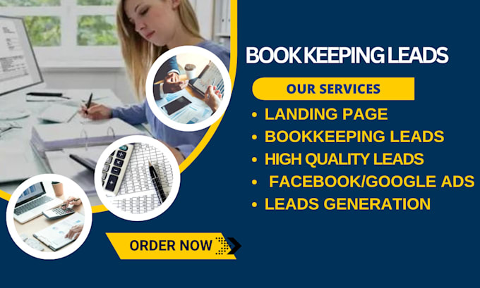 Gig Preview - Generate bookkeeping leads accounting leads bookkeeping landing page website