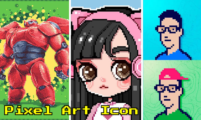 Gig Preview - Custom pixel art icon, pixel game assets, pixel portrait, pixel icon gif