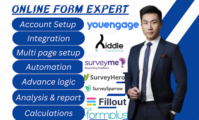 Gig Preview - Do forms app fillout surveysparrow riddle youengage formplus surveyhero surveyme