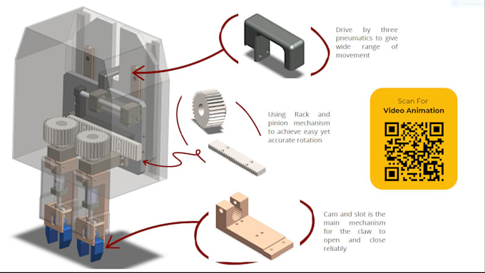 Gig Preview - Make 2d 3d cad design, assembly and animation of your needs