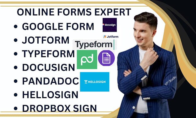 Gig Preview - Set up google form jotform typeform docusign pandadoc hellosign dropbox sign