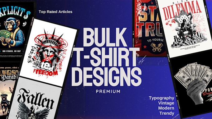 Gig Preview - Create bulk t shirt designs for merch, teespring, printful