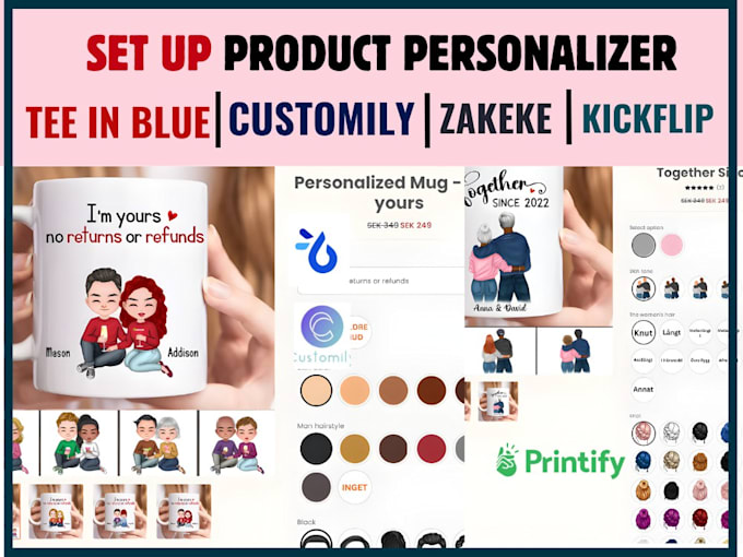 Gig Preview - Setup shopify zakeke product configurator 3d product shopify kickflip teeinblue