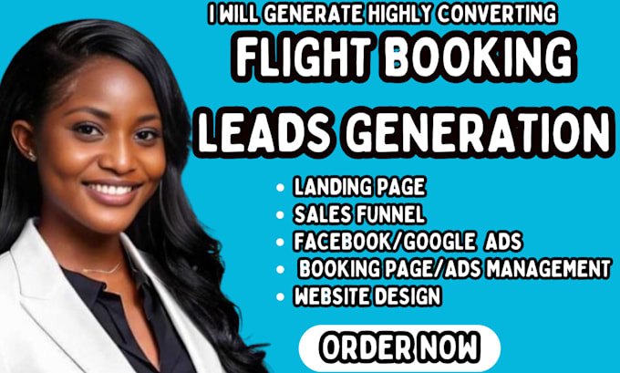 Gig Preview - Generate flight booking leads flight booking facebook google ads landing page