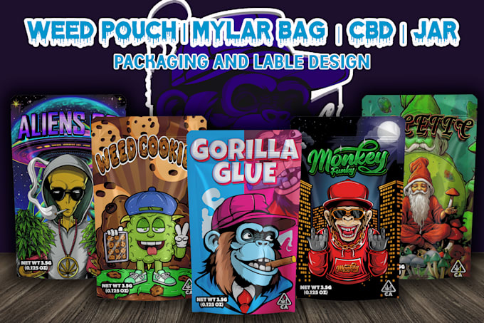 Gig Preview - Expert unique weed pouches, mylar bags, cbd labels design