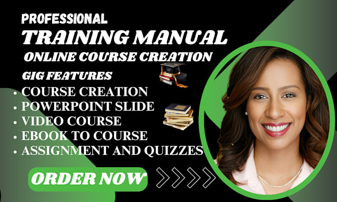 Gig Preview - Do training course online course creation training manual course developmment