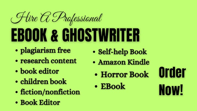 Gig Preview - Be your nonfiction ebook ghostwriter, fiction book writer amazon kdp book writer