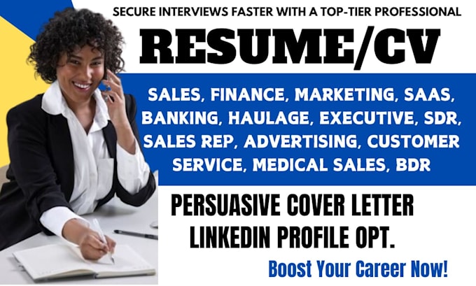 Gig Preview - Craft professional medical sales, marketing, saas, finance, b2b executive resume