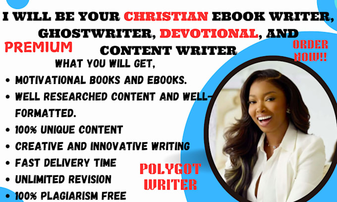 Gig Preview - Be your christian ebook writer, ghostwriter, devotional, and content writer