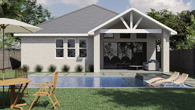 Gig Preview - Design landscape, backyard, pool, patio with 3d rendering