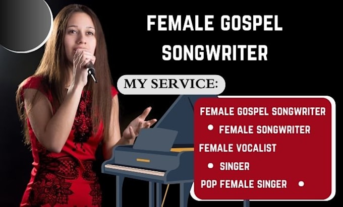 Gig Preview - Be your female singer and songwriter, gospel songwriter, female vocalist