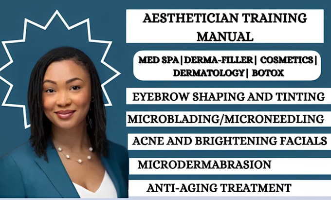 Gig Preview - Create aesthetician training manual, med spa, dermatology, botox, derma filler