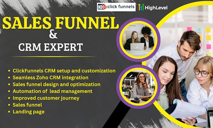 Gig Preview - Do salesfunnel and CRM using gohighlevel clickfunnels zoho