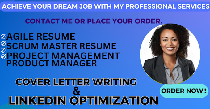 Gig Preview - Create you a scrum master or project management resume along with a cover letter