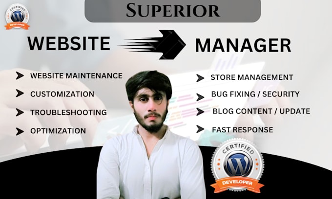 Gig Preview - Be your website manager expert in website maintenance and management