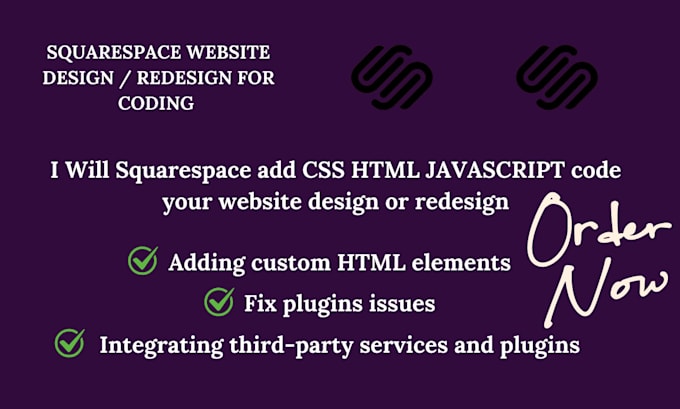 Gig Preview - Squarespace add CSS HTML javascript code your website design or redesign