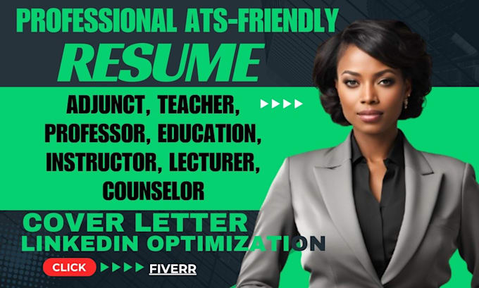 Gig Preview - Write a professional resume for teacher, lecturer, professor and counselor