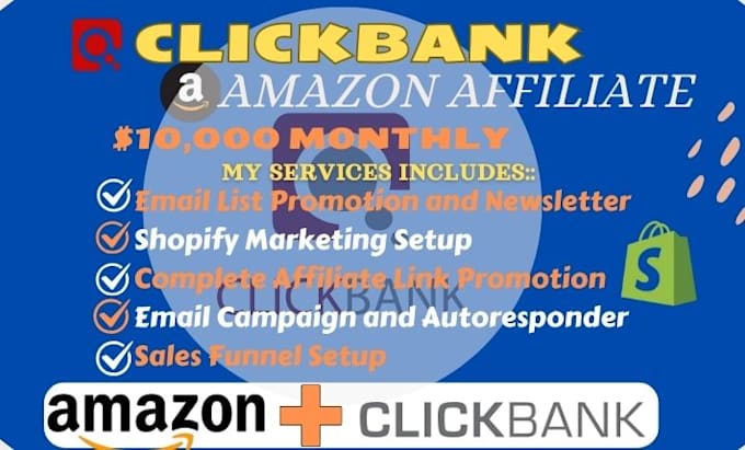 Gig Preview - Design affiliate traffic shopify affiliate store SEO clickbank amazon promotion