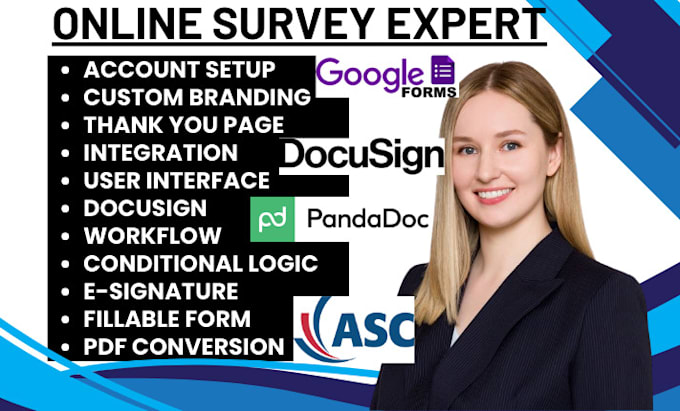 Gig Preview - Do google form jotform typeform docusign pandadoc bunny doc asc form esign genie