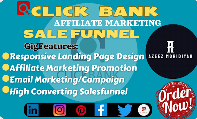 Gig Preview - Build affiliate clickbank account sales funnel and amazon affiliate website