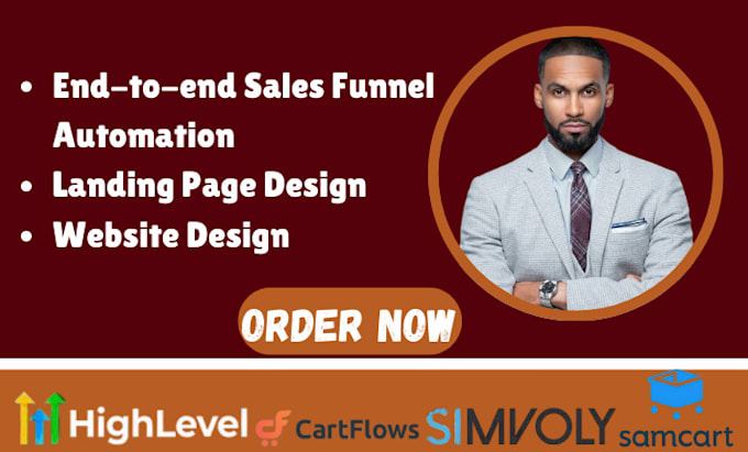 Gig Preview - Sales funnel landing page website on gohighlevel simvoly samcart cartflows ghl