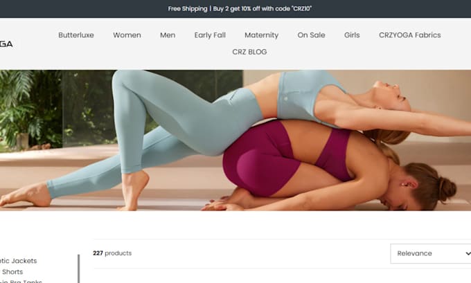 Gig Preview - Design yoga shopify store yoga clothing store yoga mat activewear website