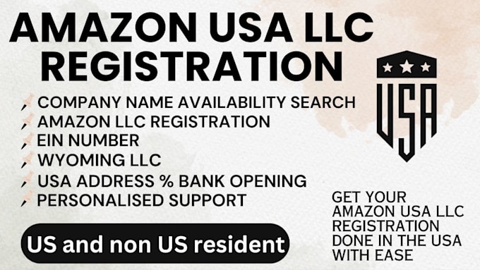 Gig Preview - Create usa llc amazon store amazon llc ein number wyoming llc registration ein