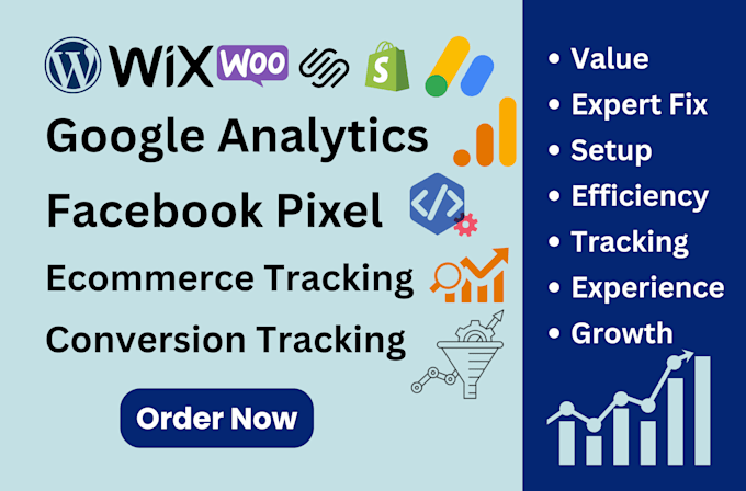 Gig Preview - Fix or setup google analytics 4 facebook pixel, ga4 ecommerce tracking ecommerce