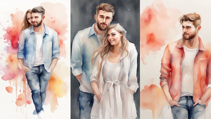 Bestseller - create amazing watercolor couple portraits