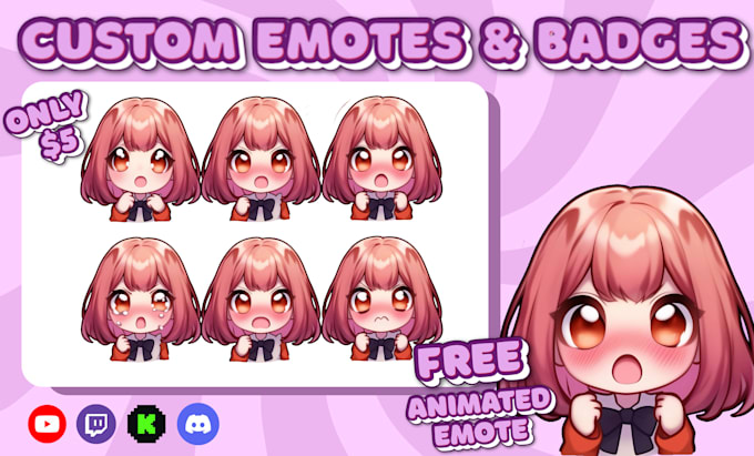 Gig Preview - Draw chibi twitch discord emotes,animated emotes, sub badges for vtuber streamer