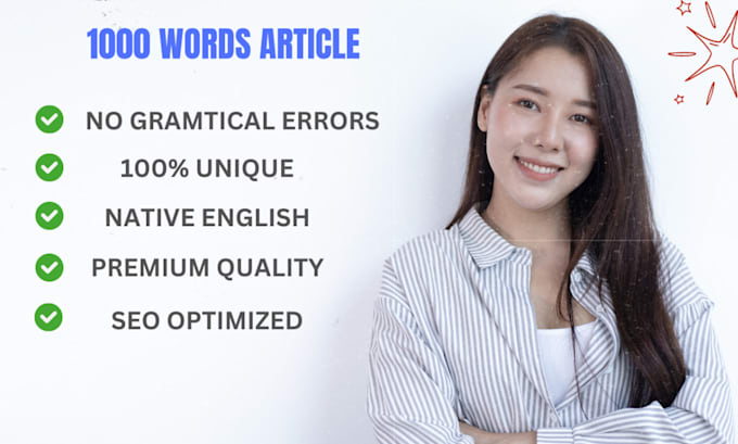 Gig Preview - Write 1000 words SEO optimized quality article blog post