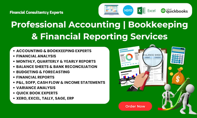 Gig Preview - Do accounting bookkeeping and financial reporting in quickbooks sage and tally