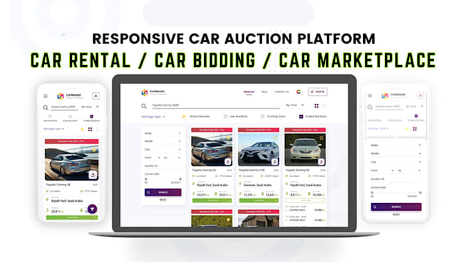 Gig Preview - Develop marketplace app and web for, car bidding, car auction, car rental