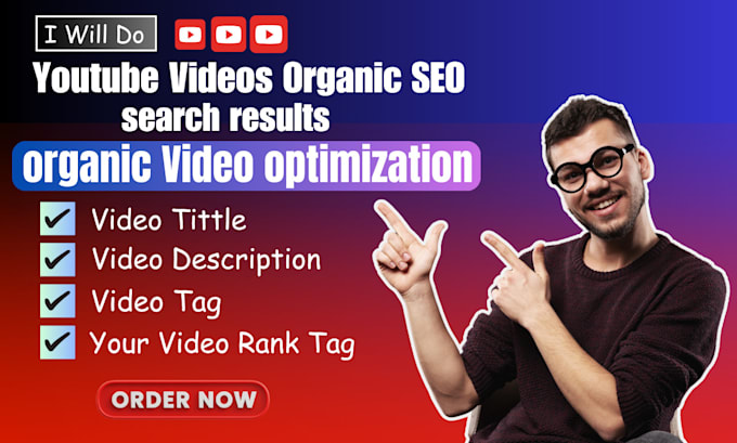 Gig Preview - Optimize your youtube videos for organic search results