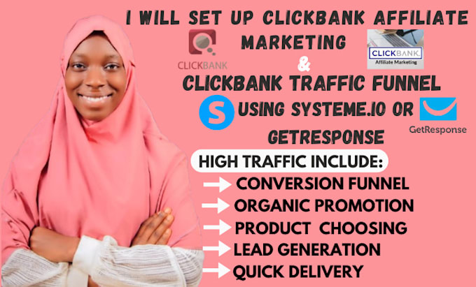 Gig Preview - Set up clickbank affiliate marketing, clickbank traffic funnel